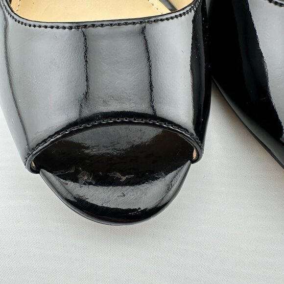 ENZO ANGIOLINI Black Patent Peep-Toe Slingback Heels Size 7 M - Picture 7 of 8